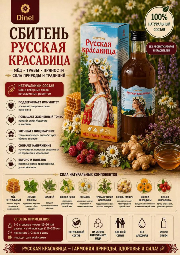 №3 Сбитень Русская красавица, 250мл в Сибае