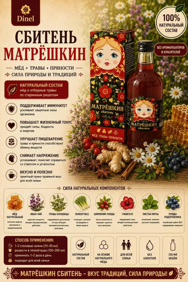 №3 Сбитень Матрёшкин, 250мл  в Сибае