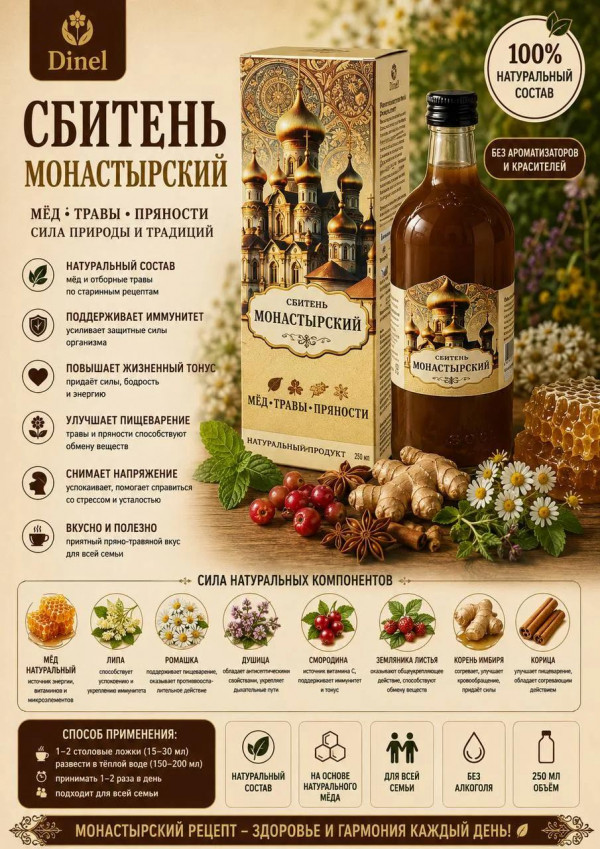 №3 Сбитень Монастырский, 250мл  в Сибае